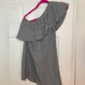 One Shoulder Gingham Dress